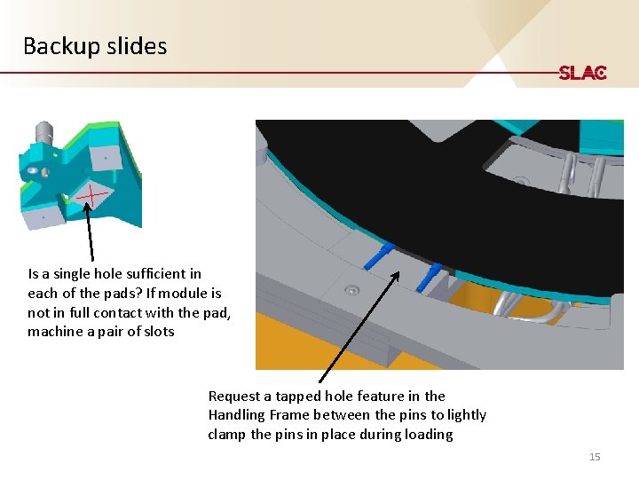 Backup slides Is a single hole sufficient in each of the pads? If module