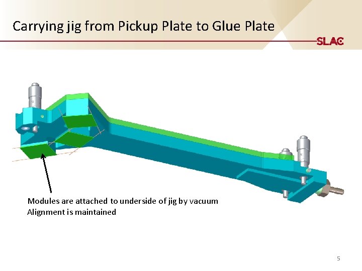 Carrying jig from Pickup Plate to Glue Plate Modules are attached to underside of