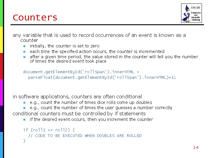 Counters any variable that is used to record occurrences of an event is known