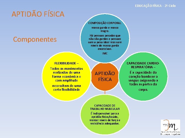 EDUCAÇÃO FÍSICA - 2º Ciclo APTIDÃO FÍSICA Componentes COMPOSIÇÃO CORPORAL massa gorda e massa