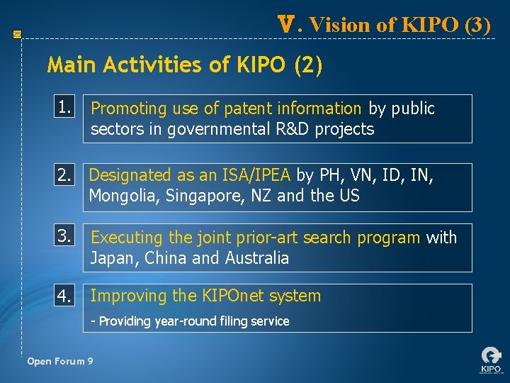 Ⅴ. Vision of KIPO (3) 25 Main Activities of KIPO (2) 1. Promoting use