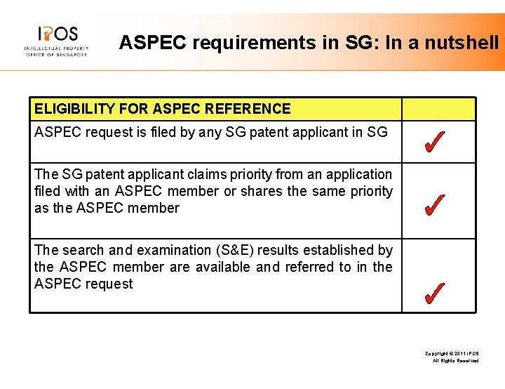 ASPEC requirements in SG: In a nutshell ELIGIBILITY FOR ASPEC REFERENCE ASPEC request is ASPEC requirements in SG: In a nutshell ELIGIBILITY FOR ASPEC REFERENCE ASPEC request is