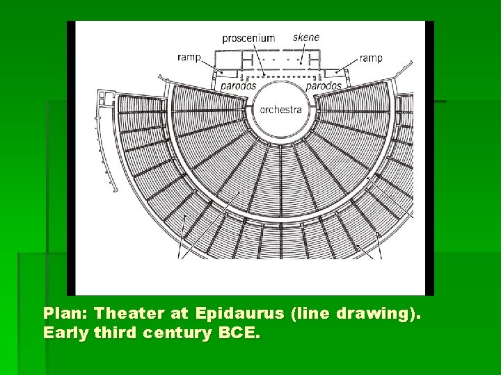 Plan: Theater at Epidaurus (line drawing). Early third century BCE. 