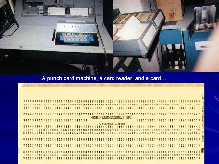 A punch card machine, a card reader, and a card… 
