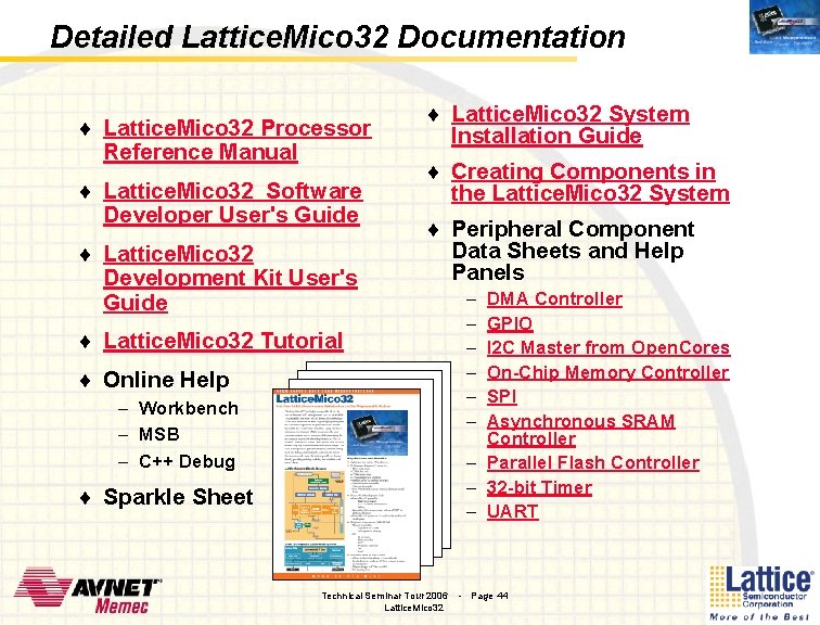 Detailed Lattice. Mico 32 Documentation ¨ Lattice. Mico 32 Processor Reference Manual ¨ Lattice. Detailed Lattice. Mico 32 Documentation ¨ Lattice. Mico 32 Processor Reference Manual ¨ Lattice.