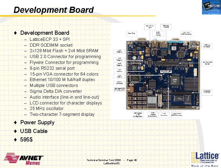 Development Board ¨ Development Board – – – – Lattice. ECP 33 + SPI