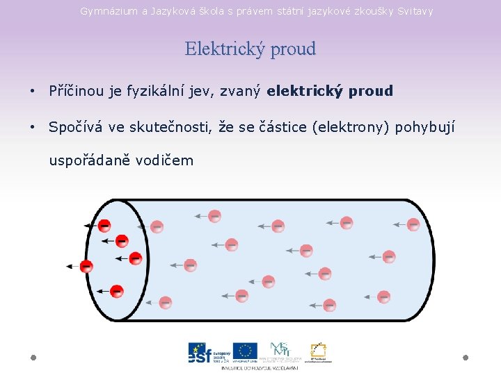 Gymnázium a Jazyková škola s právem státní jazykové zkoušky Svitavy Elektrický proud • Příčinou