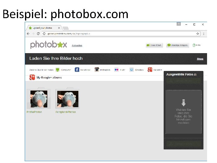 Beispiel: photobox. com 