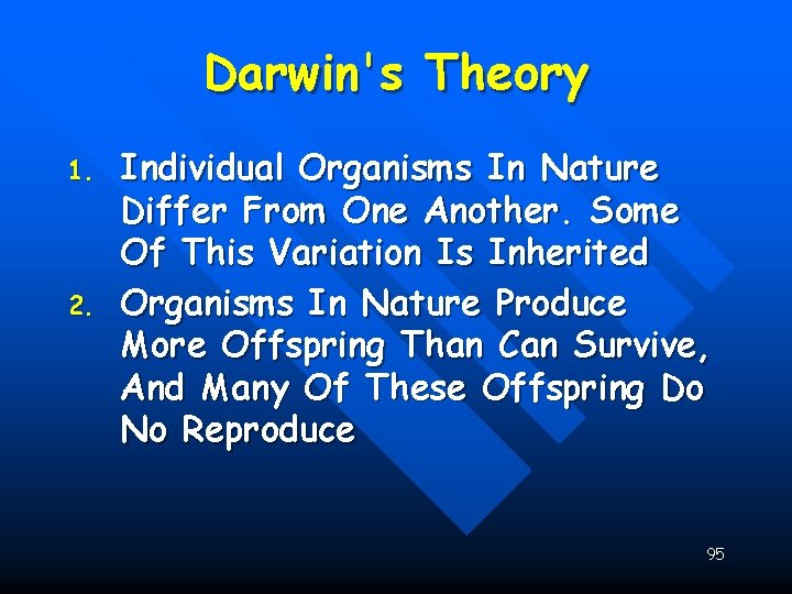 Darwin's Theory 1. 2. Individual Organisms In Nature Differ From One Another. Some Of