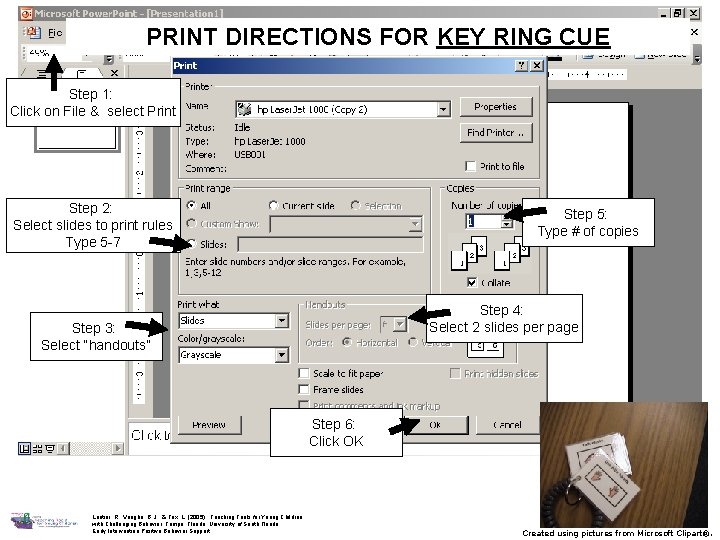 PRINT DIRECTIONS FOR KEY RING CUE Step 1: Click on File & select Print