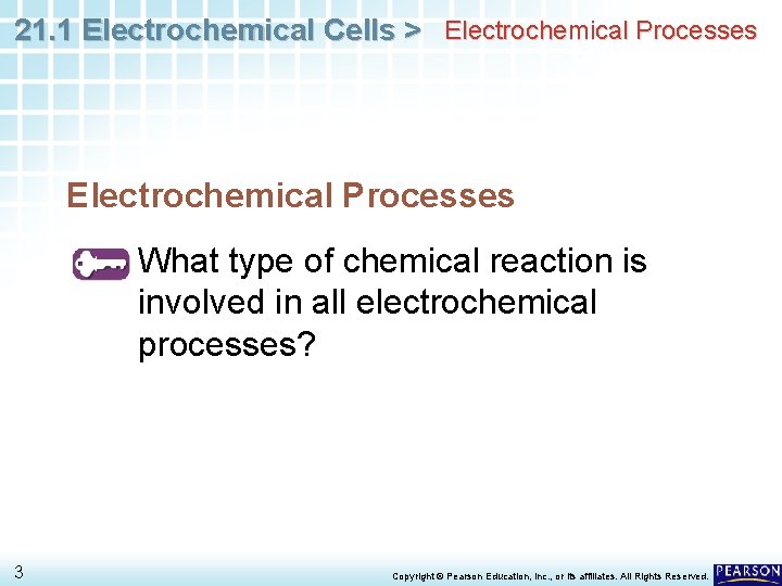 21. 1 Electrochemical Cells > Electrochemical Processes What type of chemical reaction is involved
