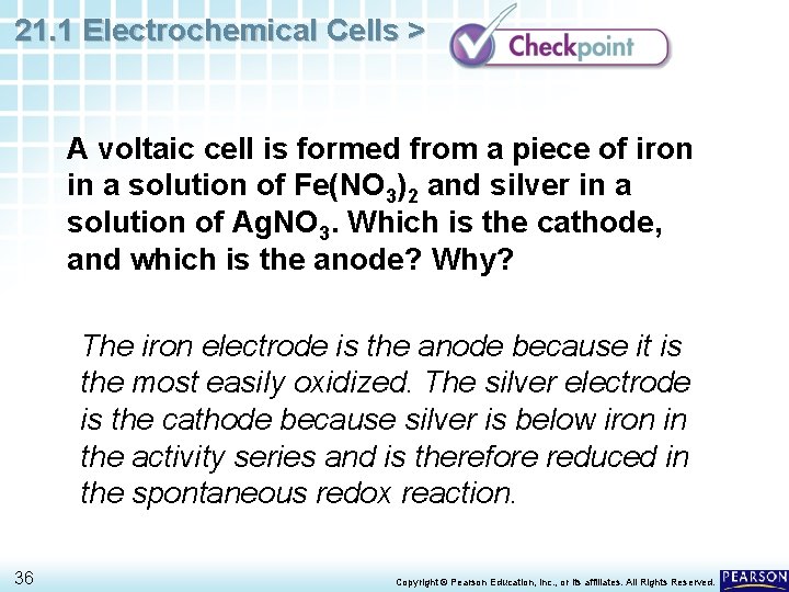 21. 1 Electrochemical Cells > A voltaic cell is formed from a piece of