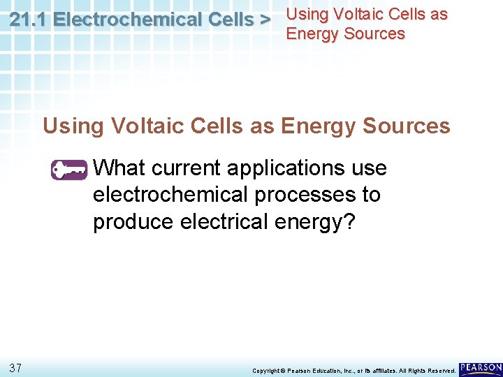 21. 1 Electrochemical Cells > Using Voltaic Cells as Energy Sources What current applications