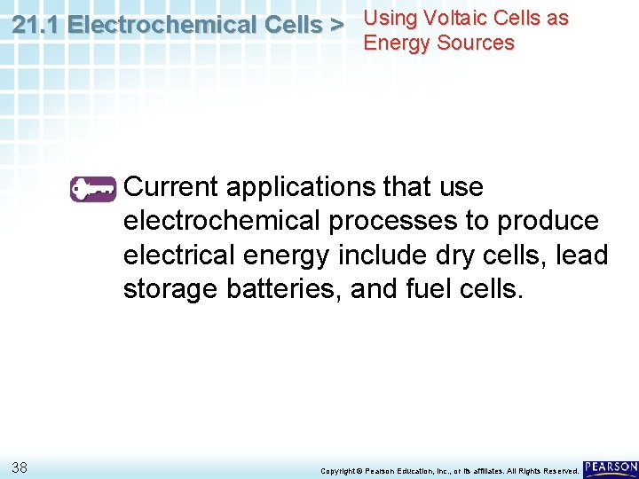 21. 1 Electrochemical Cells > Using Voltaic Cells as Energy Sources Current applications that