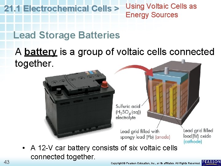 21. 1 Electrochemical Cells > Using Voltaic Cells as Energy Sources Lead Storage Batteries