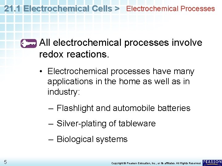 21. 1 Electrochemical Cells > Electrochemical Processes All electrochemical processes involve redox reactions. •