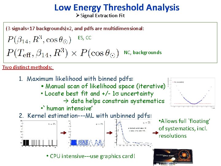 Low Energy Threshold Analysis ØSignal Extraction Fit (3 signals+17 backgrounds)x 2, and pdfs are