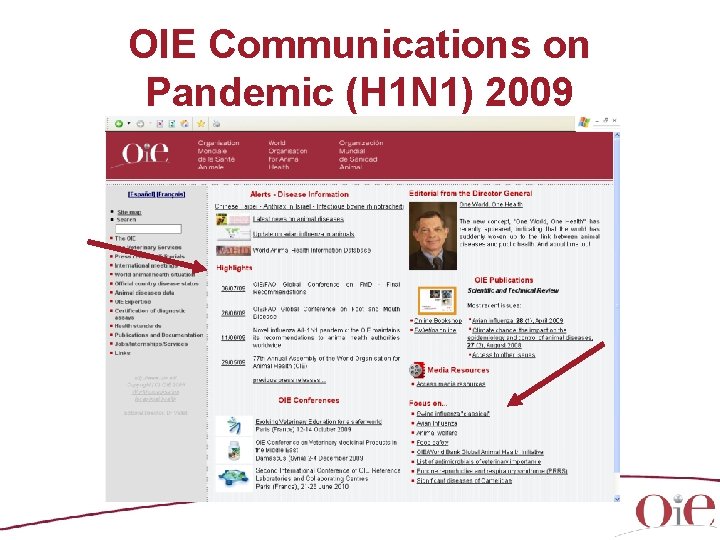 OIE Communications on Pandemic (H 1 N 1) 2009 