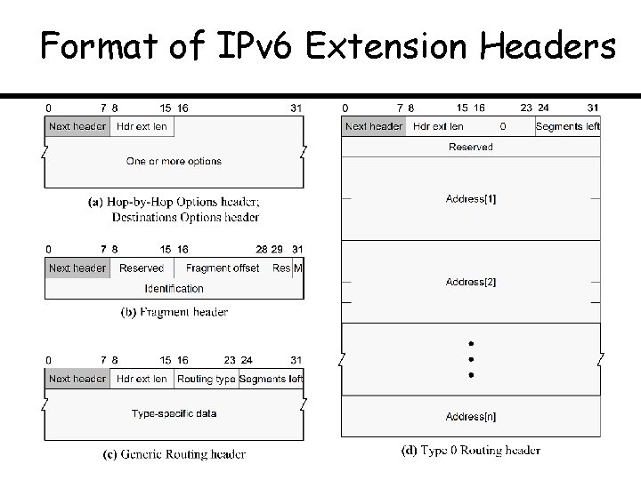 Format of IPv 6 Extension Headers 