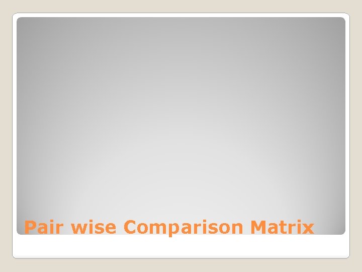 Pair wise Comparison Matrix 