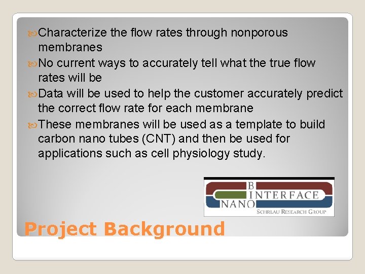  Characterize the flow rates through nonporous membranes No current ways to accurately tell