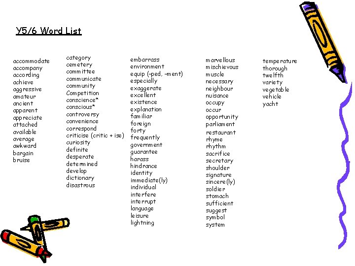 Y 5/6 Word List accommodate accompany according achieve aggressive amateur ancient apparent appreciate attached