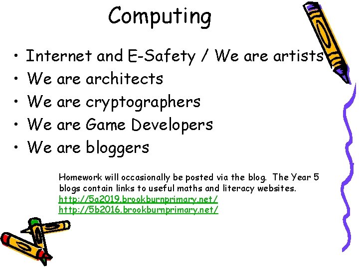 Computing • • • Internet and E-Safety / We artists We architects We are