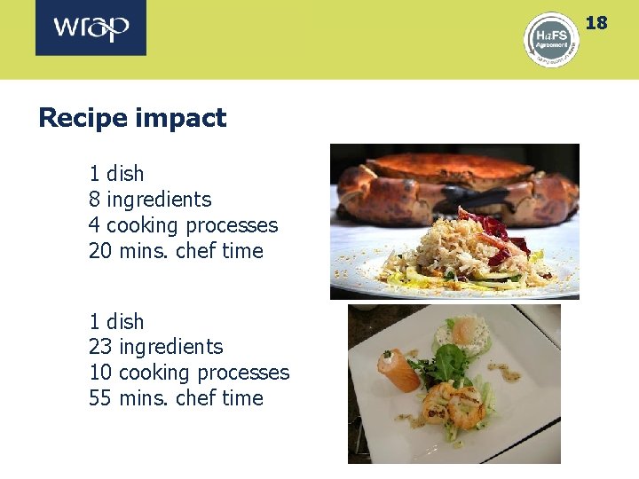 18 Recipe impact 1 dish 8 ingredients 4 cooking processes 20 mins. chef time