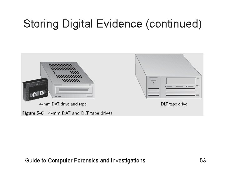 Storing Digital Evidence (continued) Guide to Computer Forensics and Investigations 53 