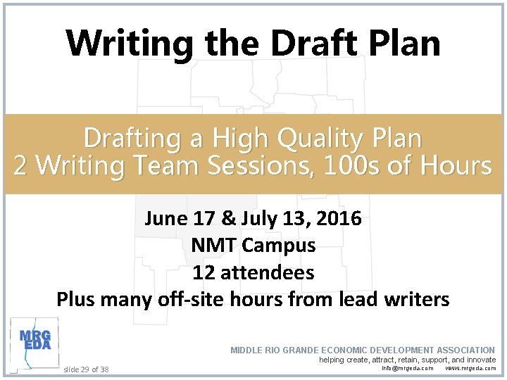 Writing the Draft Plan Drafting a High Quality Plan 2 Writing Team Sessions, 100