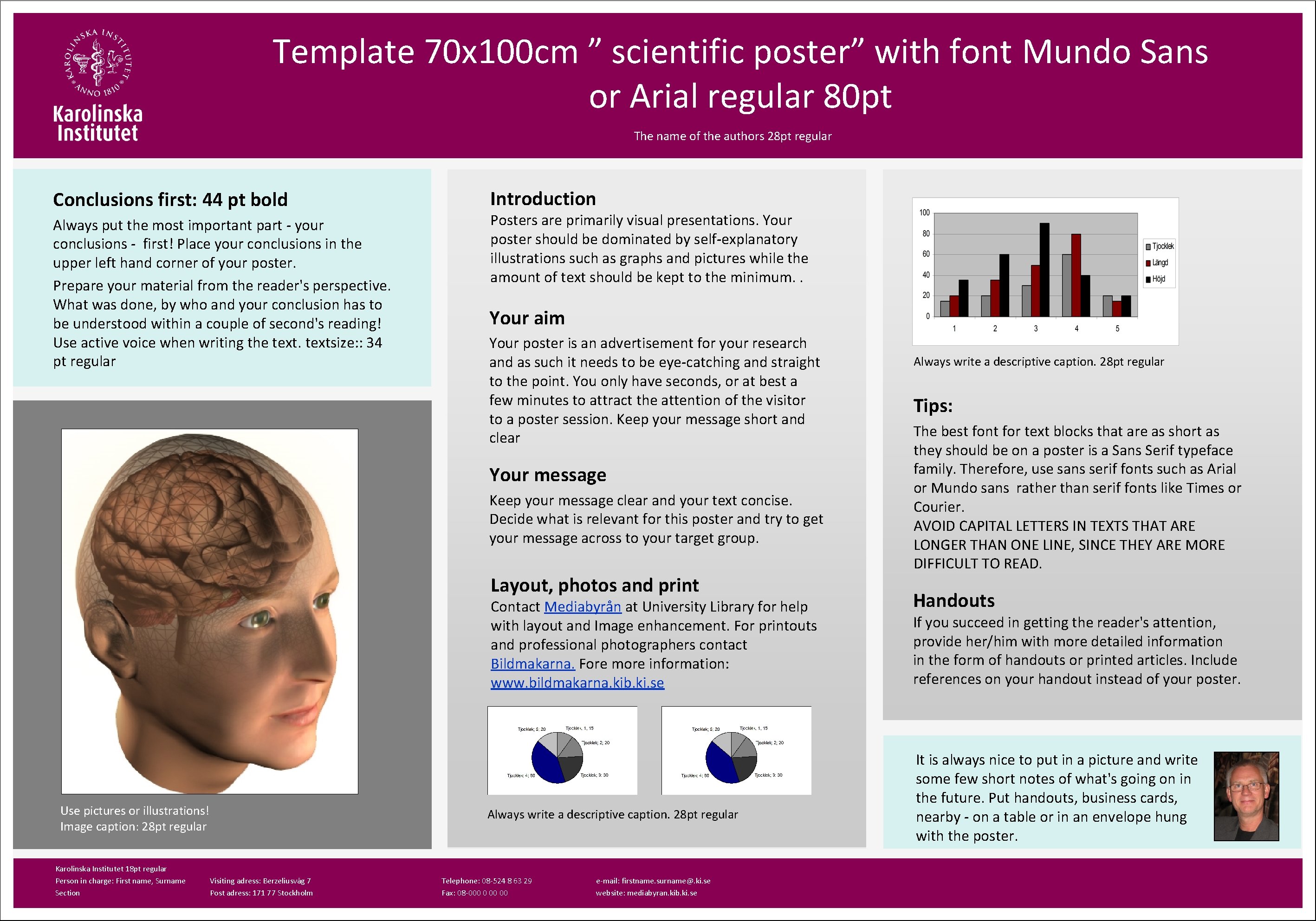 Template 70 x 100 cm ” scientific poster” with font Mundo Sans or Arial