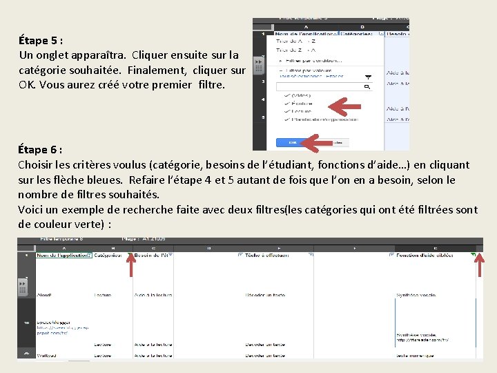 Étape 5 : Un onglet apparaîtra. Cliquer ensuite sur la catégorie souhaitée. Finalement, cliquer