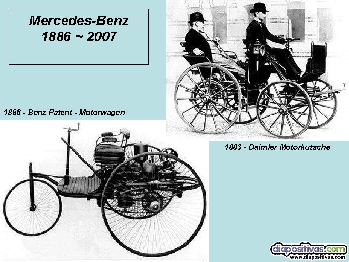 Mercedes-Benz 1886 ~ 2007 1886 - Benz Patent - Motorwagen 1886 - Daimler Motorkutsche