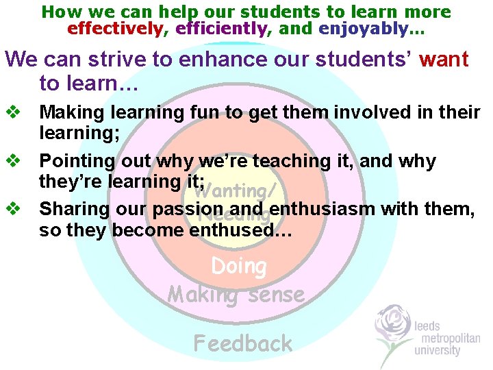 How we can help our students to learn more effectively, efficiently, and enjoyably… We