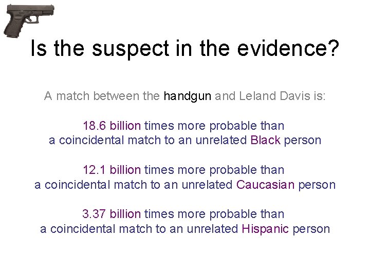 Is the suspect in the evidence? A match between the handgun and Leland Davis