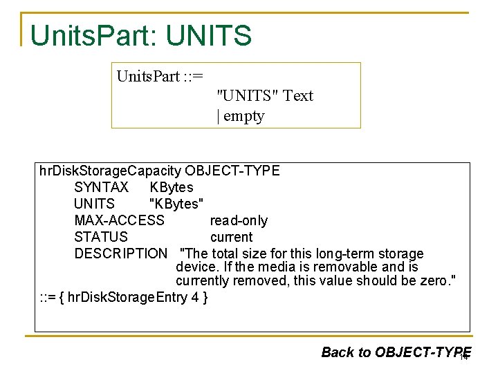 Units. Part: UNITS Units. Part : : = "UNITS" Text | empty hr. Disk.