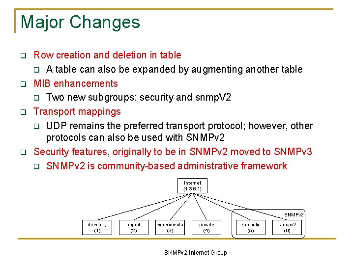 Major Changes q q Row creation and deletion in table q A table can
