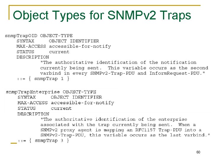 Object Types for SNMPv 2 Traps 60 