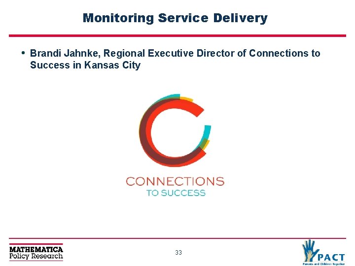 Monitoring Service Delivery • Brandi Jahnke, Regional Executive Director of Connections to Success in