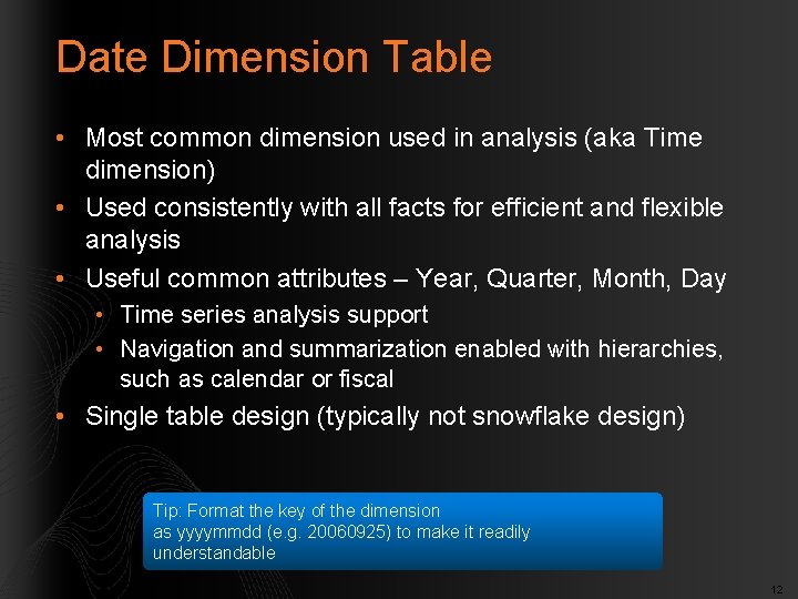 Date Dimension Example Aggregating Knowledge in a Data Warehouse and Multidimensional