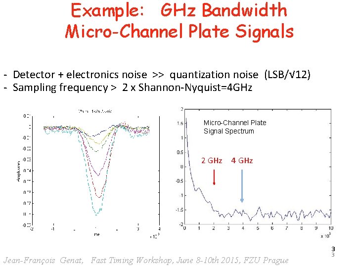 Example: GHz Bandwidth Micro-Channel Plate Signals - Detector + electronics noise >> quantization noise
