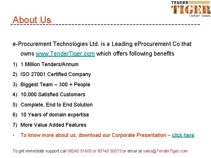 About Us e-Procurement Technologies Ltd. is a Leading e. Procurement Co. that owns www.