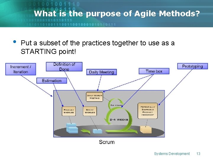 What is the purpose of Agile Methods? • Put a subset of the practices