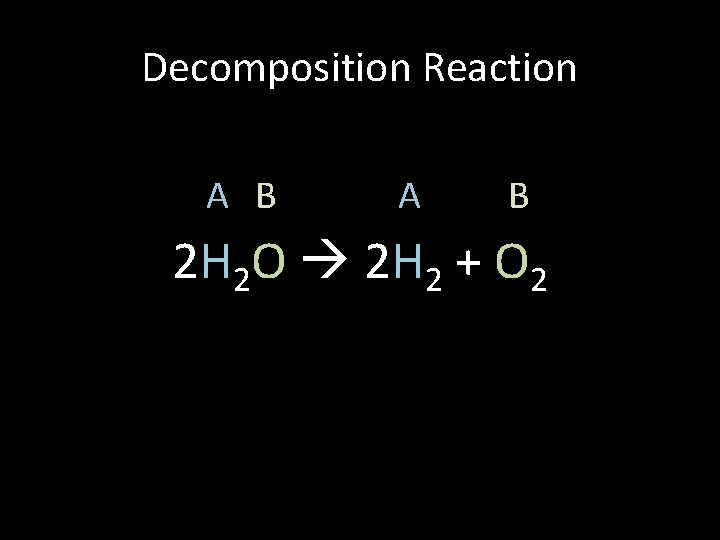 Decomposition Reaction A B 2 H 2 O 2 H 2 + O 2