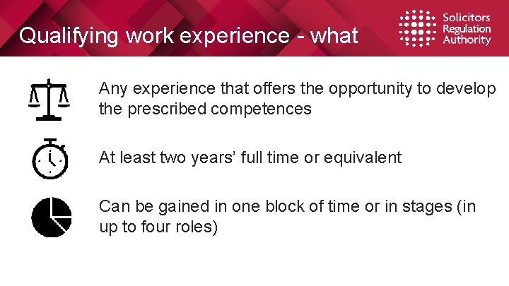 Qualifying work experience - what Any experience that offers the opportunity to develop the