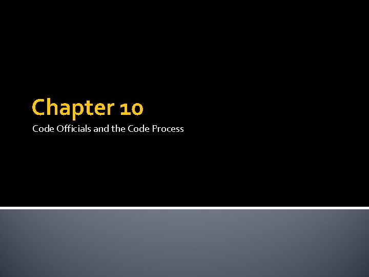 Chapter 10 Code Officials and the Code Process 