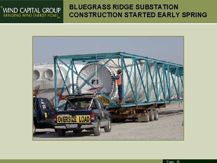 BLUEGRASS RIDGE SUBSTATION CONSTRUCTION STARTED EARLY SPRING Page 16 