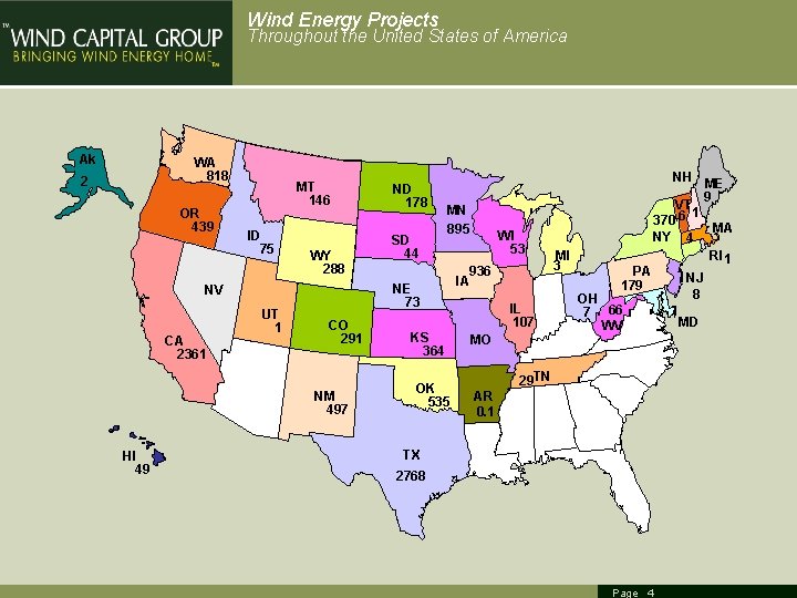 Wind Energy Projects Throughout the United States of America Ak WA 818 2 OR