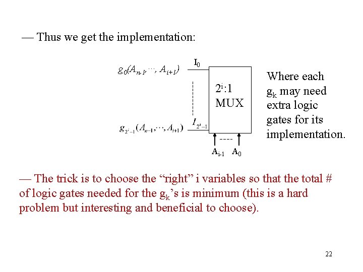 — Thus we get the implementation: g 0(An-1, ···, Ai+1) I 0 2 i: