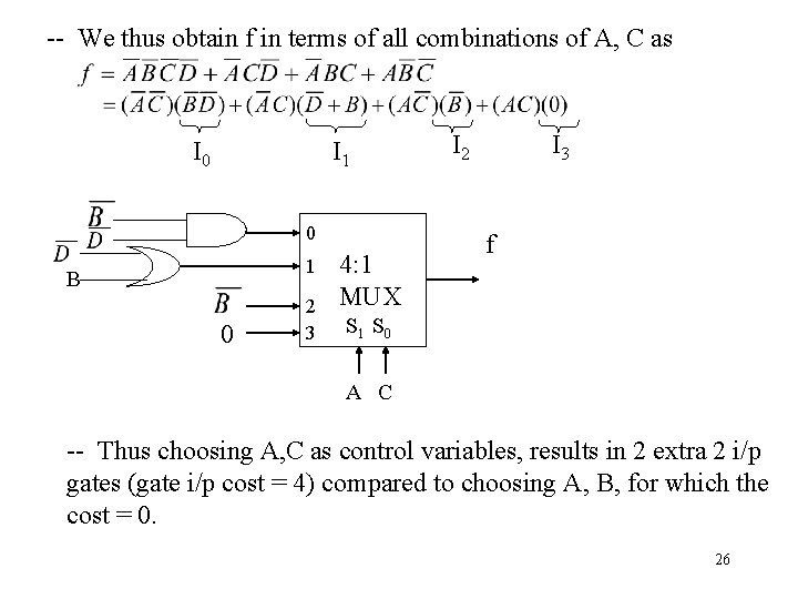 -- We thus obtain f in terms of all combinations of A, C as